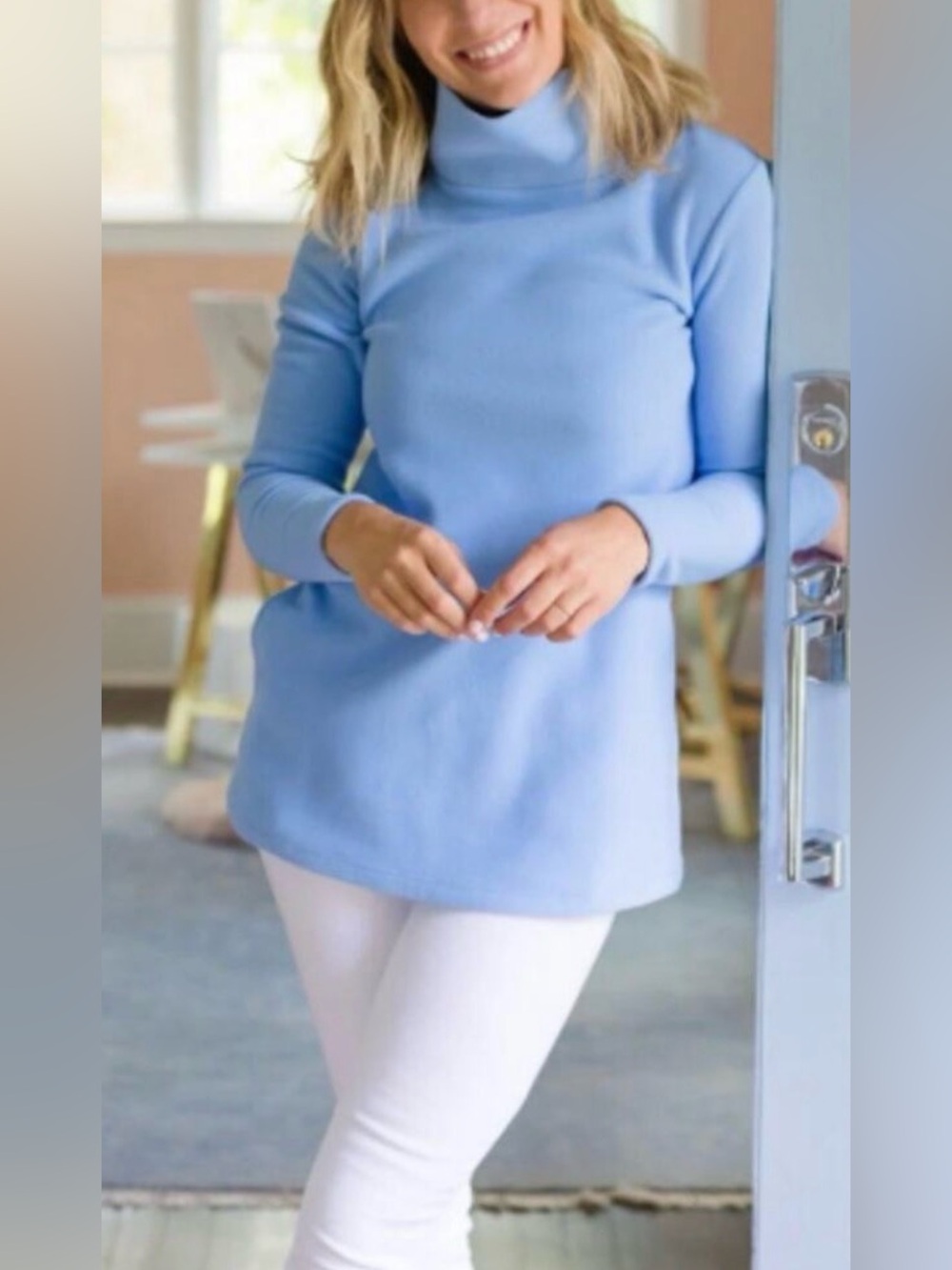 Dudley Stephens Cobble Hill Turtleneck Fleece Tunic Blue XL